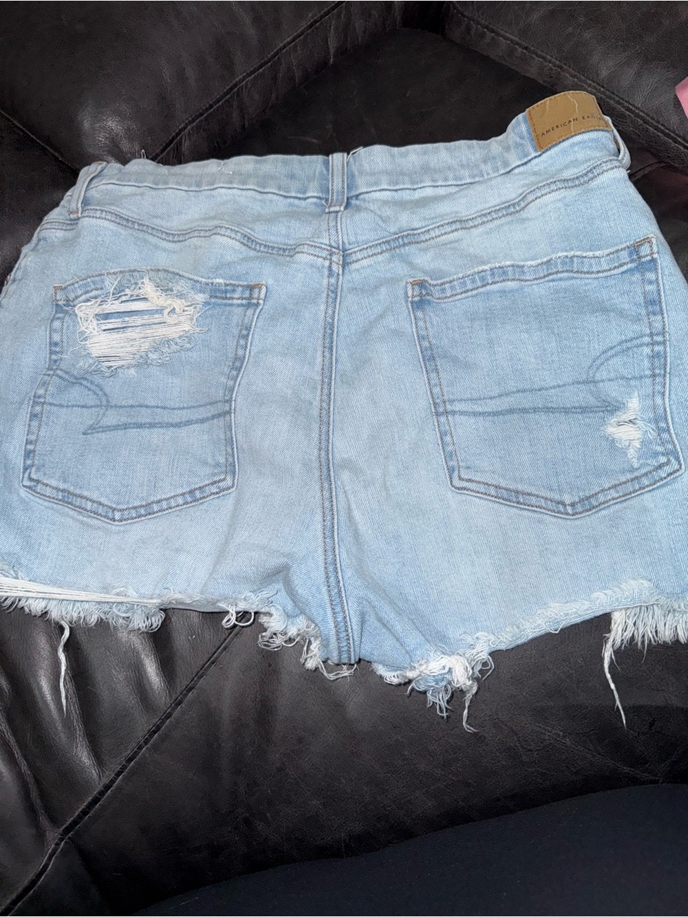 American Eagle Outfitters Light Blue Distressed Denim Shortie Shorts